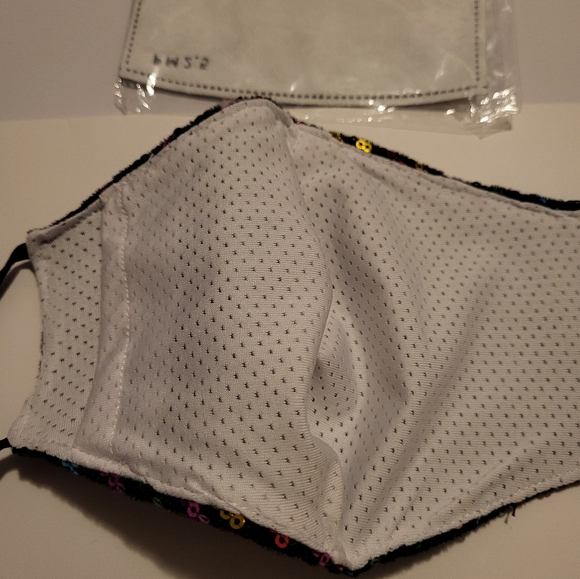 Rainbow Sequin Facemask with Filter, Adult - Picture 3 of 5